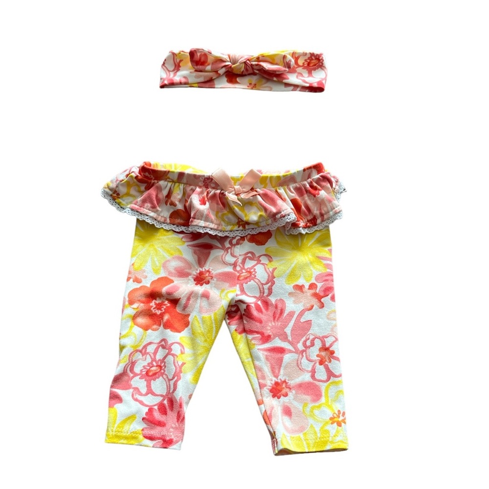Pink, Red, Yellow and White Super Star Baby Pants and Headband